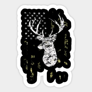 Camouflage American Flag Deer Hunting Sticker